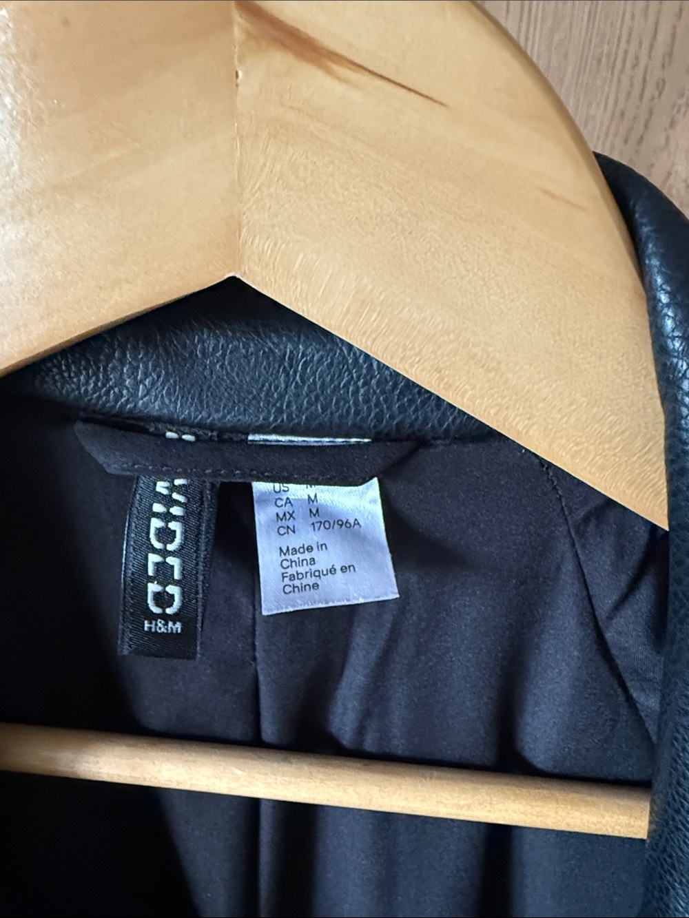 H&M Black Faux Leather Jacket - Picture 2 of 3